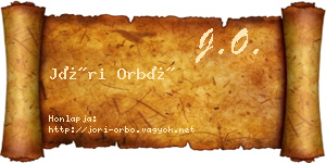 Jóri Orbó névjegykártya